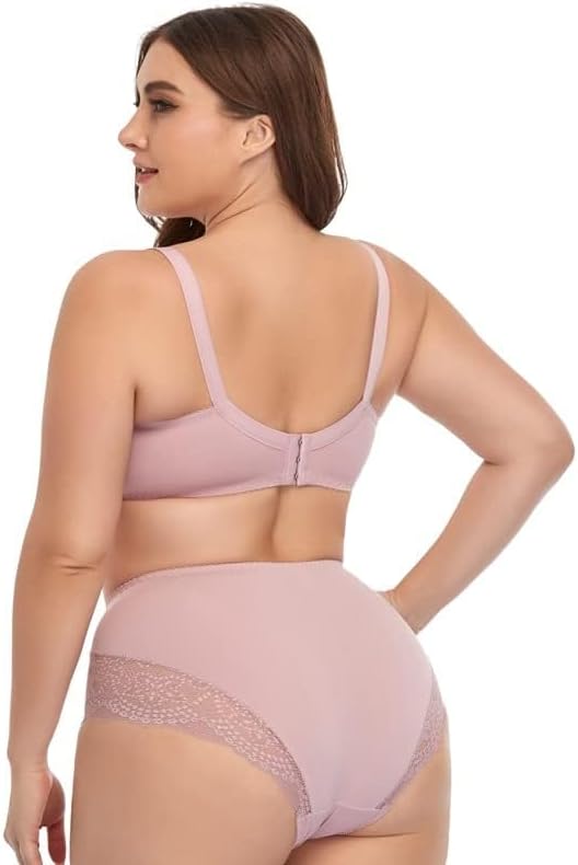 Full Bust Plus Size Lace Bra & Brief Sets Super Push Up Wire Bras Panties