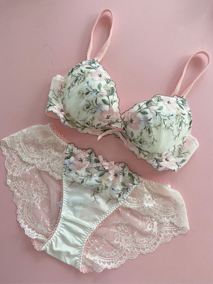 Underwear Set Embroidered Floral Lace Sweet And Lovely