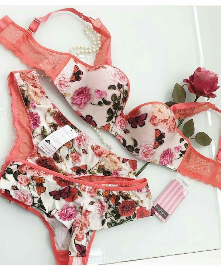 Women's Sling Full Coverage Bra and Hipster floral panty Lingerie Set