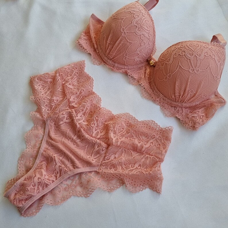 Perfect beautiful Lace Floral Lingerie Combo Set : Brazilian Cut Bra set (3 pair)