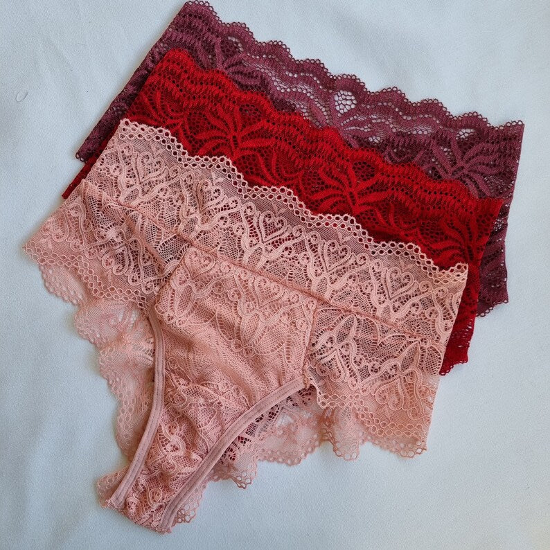 Perfect beautiful Lace Floral Lingerie Combo Set : Brazilian Cut Bra set (3 pair)