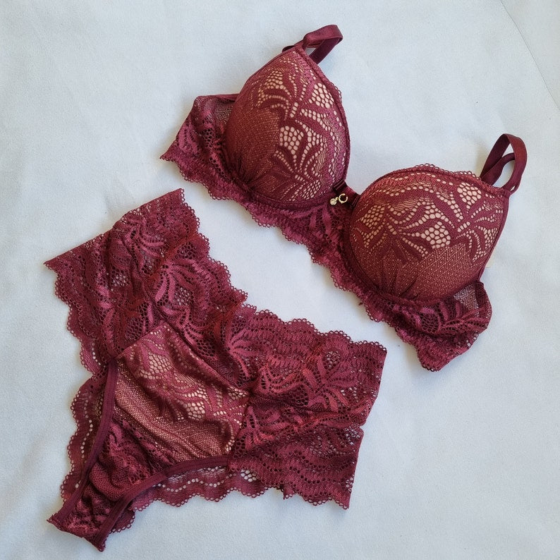 Perfect beautiful Lace Floral Lingerie Combo Set : Brazilian Cut Bra set (3 pair)