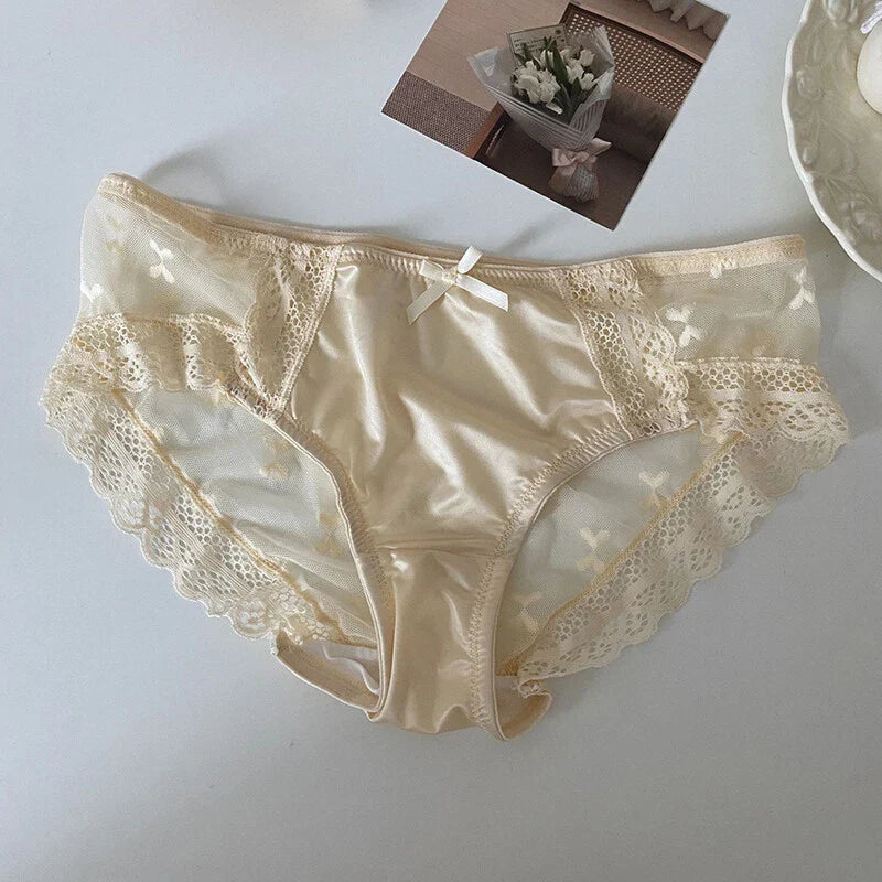 Corset Style Women's Floral Jacquard Lace Briefs - Low-Rise - Breathable - Everyday